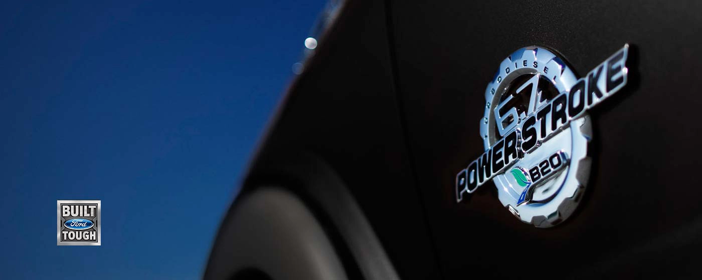 the engine powerstroke sign on the ford truck