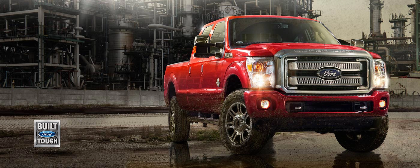 red ford suped duty truck