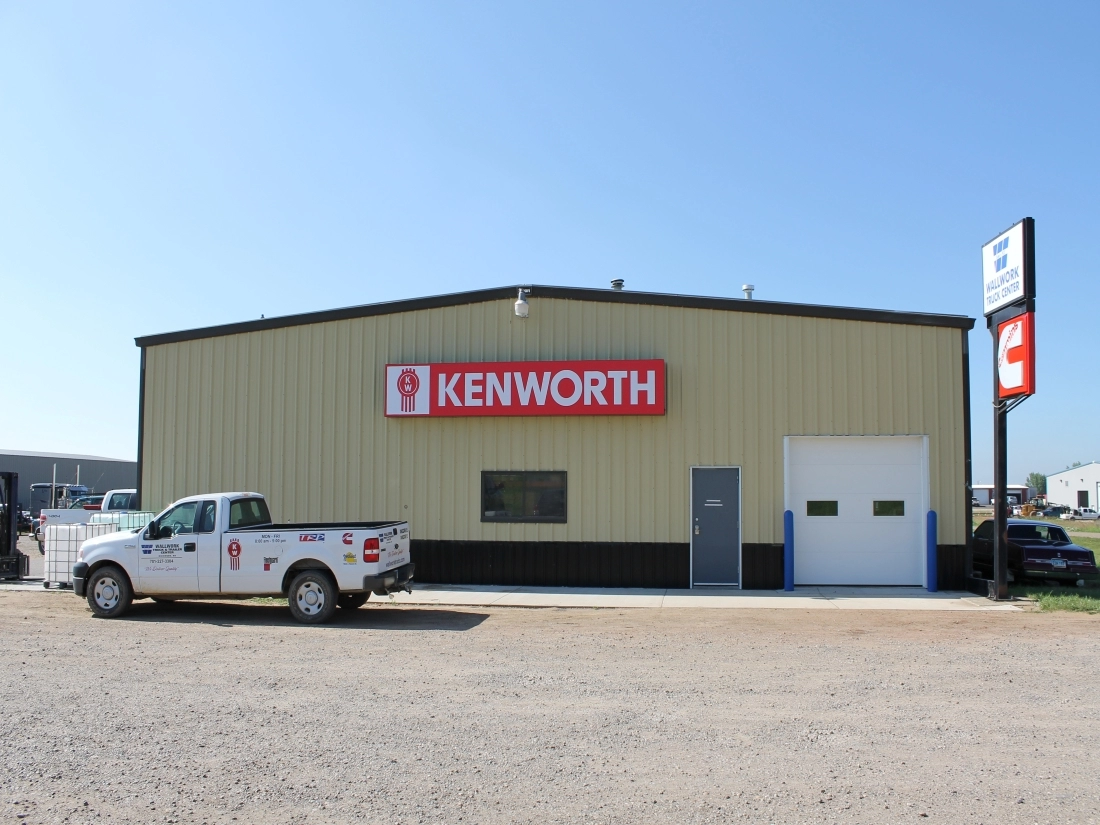 Kenworth logo on Wallwork Truck Center